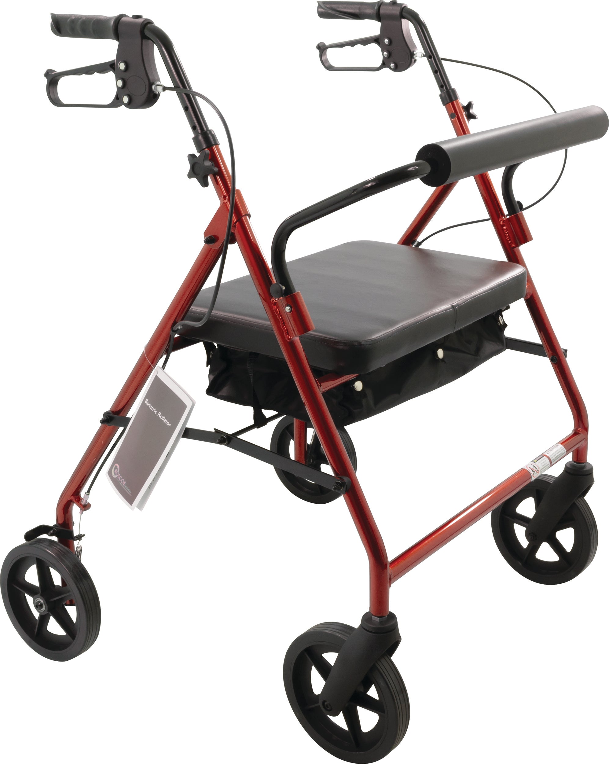 Bariatric Rollator with 8" wheels, Burgundy