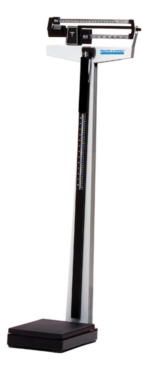 Health O Meter Mechanical Beam Scale with Rotating Poise Bar, Height Rods and Wheels 