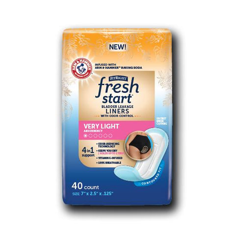 FitRight Fresh Start Incontinence Liners for Women, Very Light (box of 160)