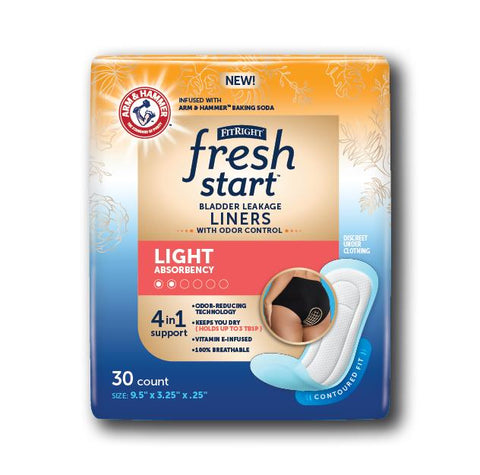 FitRight Fresh Start Incontinence Liners for Women, Light (box of 120)