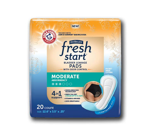 FitRight Fresh Start Incontinence Pads for Women, Moderate (case of 80)