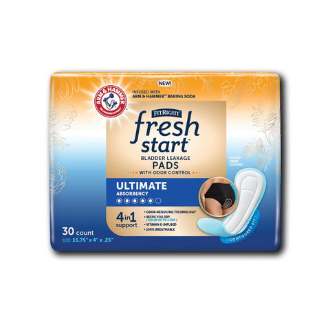FitRight Fresh Start Incontinence Pads for Women, Ultimate (bag of 30)