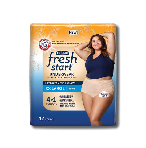 FitRight Fresh Start Incontinence Underwear, Beige, XX-Large (bag of 12)