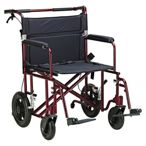 Drive Medical 22" Bariatric Aluminum Transport Chair, Red