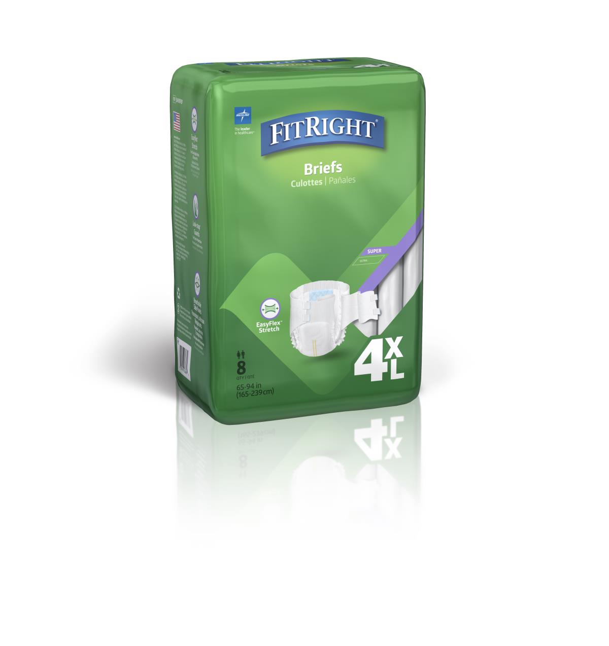 FitRight Cloth-Like Bariatric Briefs, 65"-94", Beige (bag of 8)