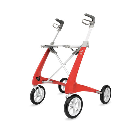 Carbon Fiber Ultralight Rollator, Compact Seat, Red