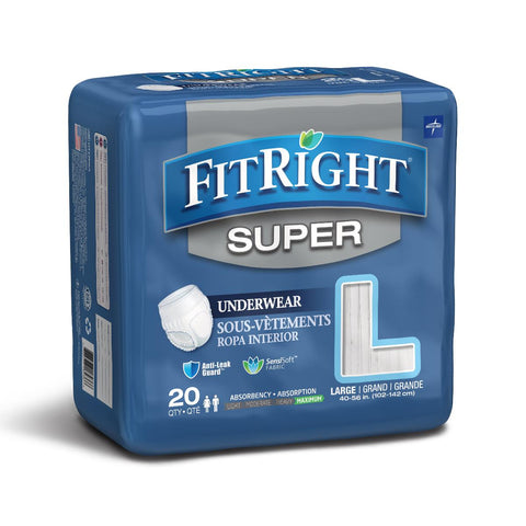 FitRight Super Protective Underwear, Large (case of 80)