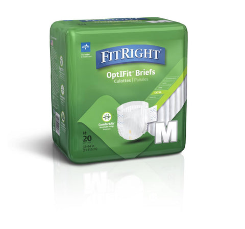 FitRight Extra Cloth-Like Adult Briefs, Medium (case of 80)