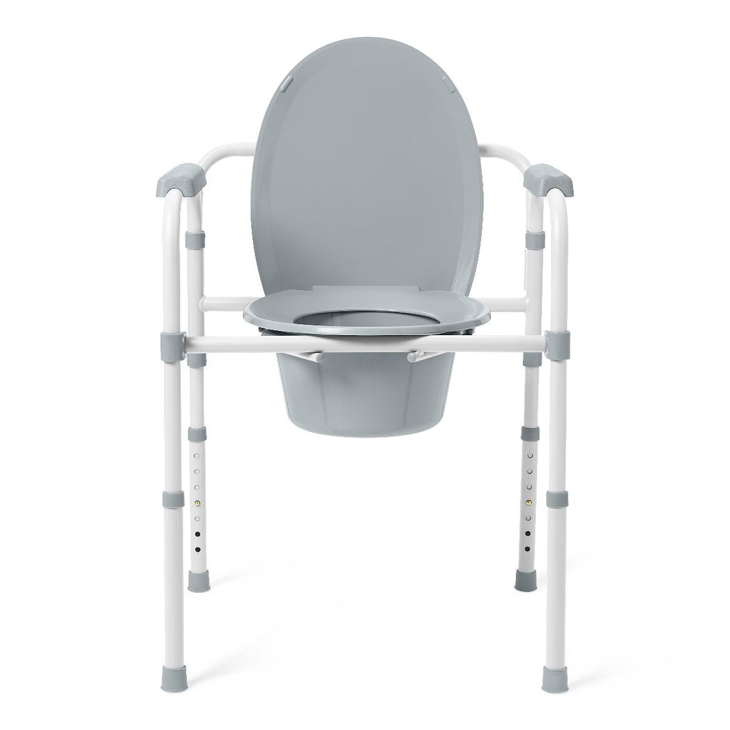 3-in-1 Folding Steel Elongated Commode