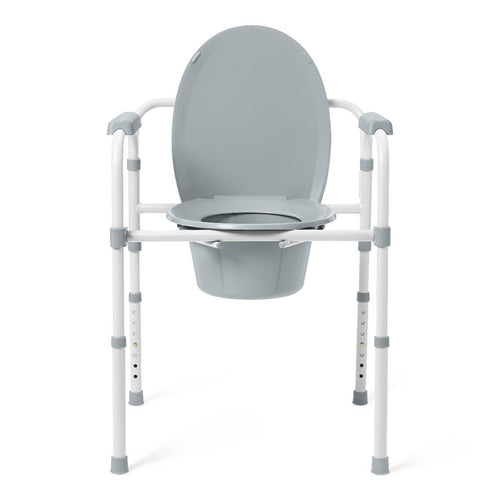 3-in-1 Folding Steel Elongated Commode