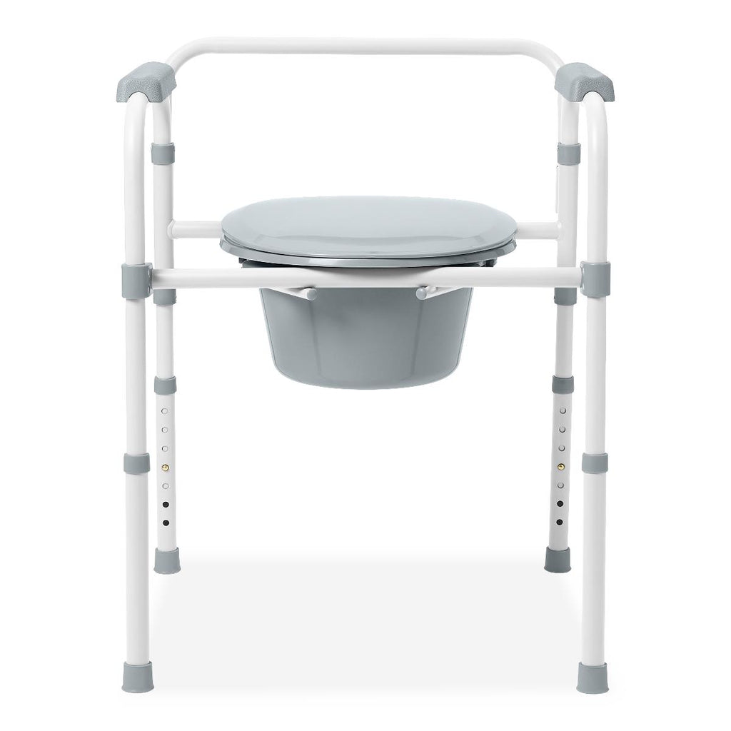 3-in-1 Folding Steel Elongated Commode