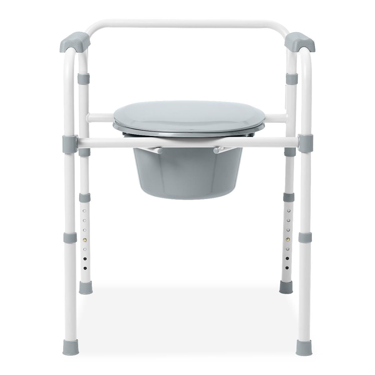 3-in-1 Folding Steel Elongated Commode