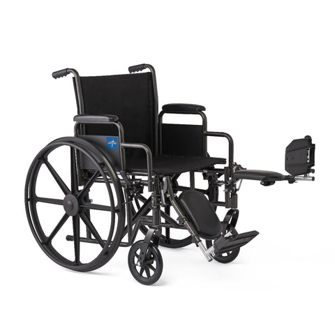 20" Wide K1 Basic Nylon Wheelchair with Swing-Back Desk-Length Arms and Elevating Leg Rests