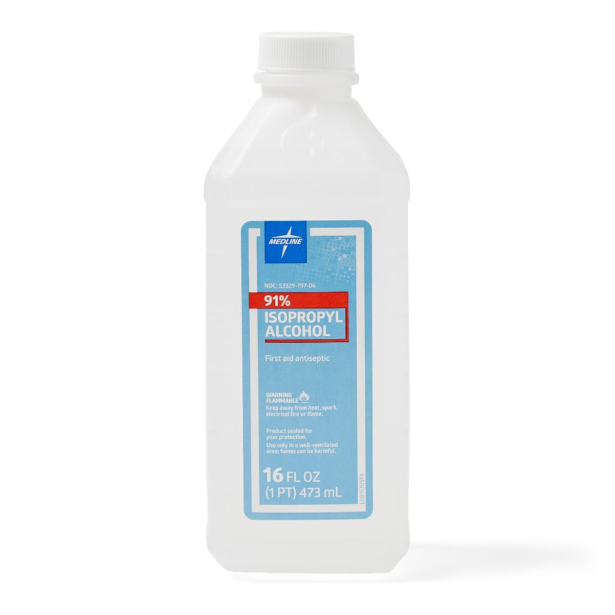 Medline 91% Isopropyl Alcohol, 16oz. (case of 12)