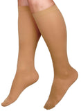 CURAD Knee-High Compression Hosiery with 20-30 mmHg, Tan, Size D, Regular