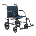 Basic Steel Transport Chair with Permanent Full-Length Arms and Swing-Away Footrests, Teal