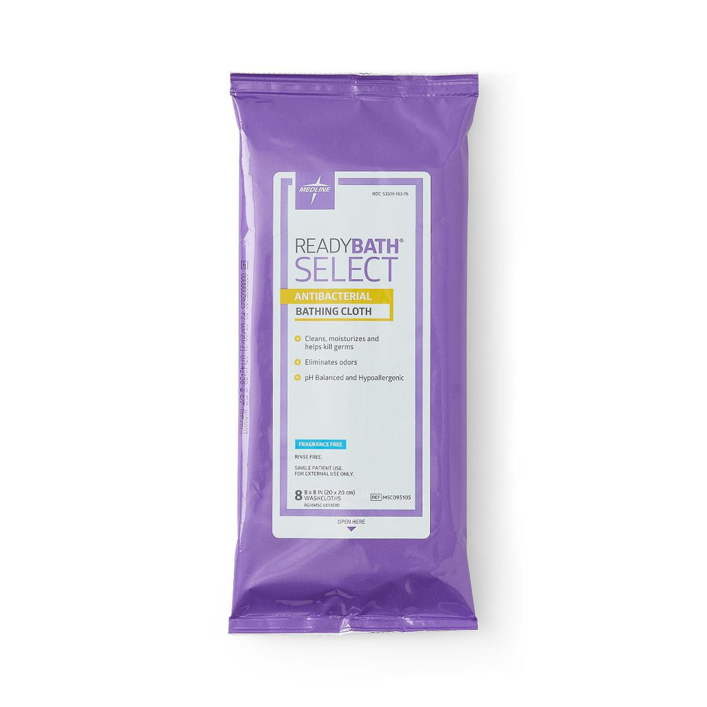 ReadyBath SELECT Medium-Weight Washcloth, Antibacterial, Fragrance Free (case of 30)
