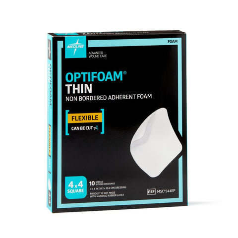 Optifoam Thin Adhesive Foam Dressing, 4" x 4" (box of 10)