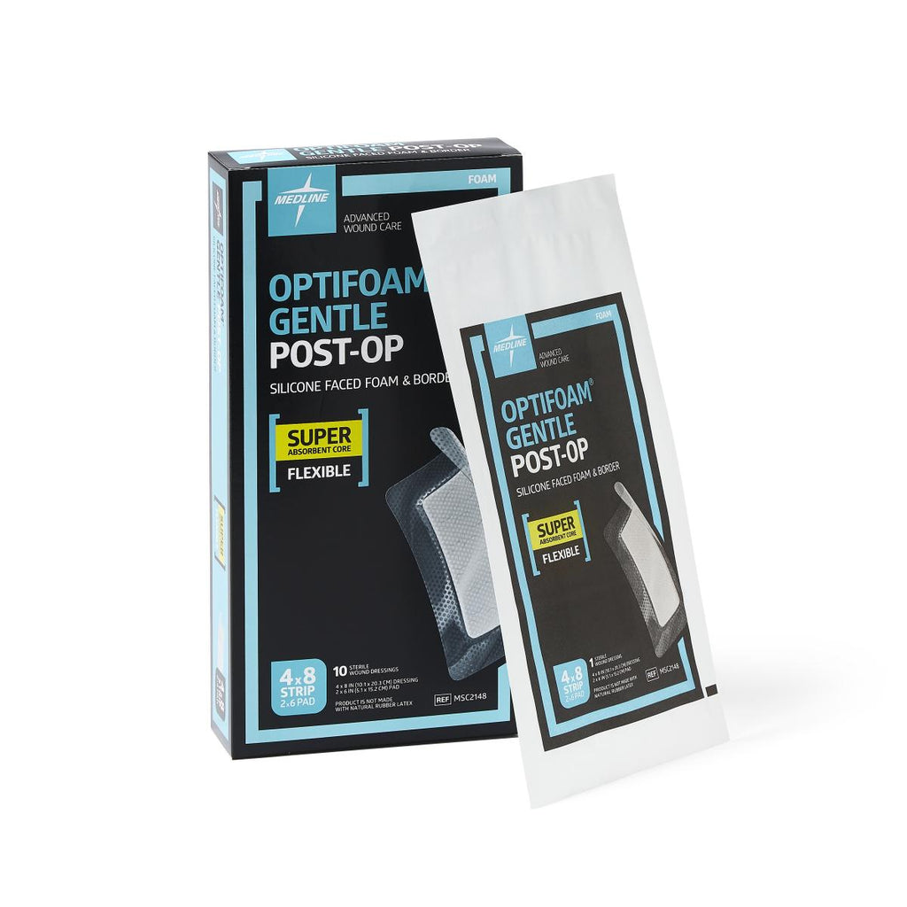Optifoam Gentle Silicone-Faced Postop Foam Dressing, 4" x 8" (case of 100)