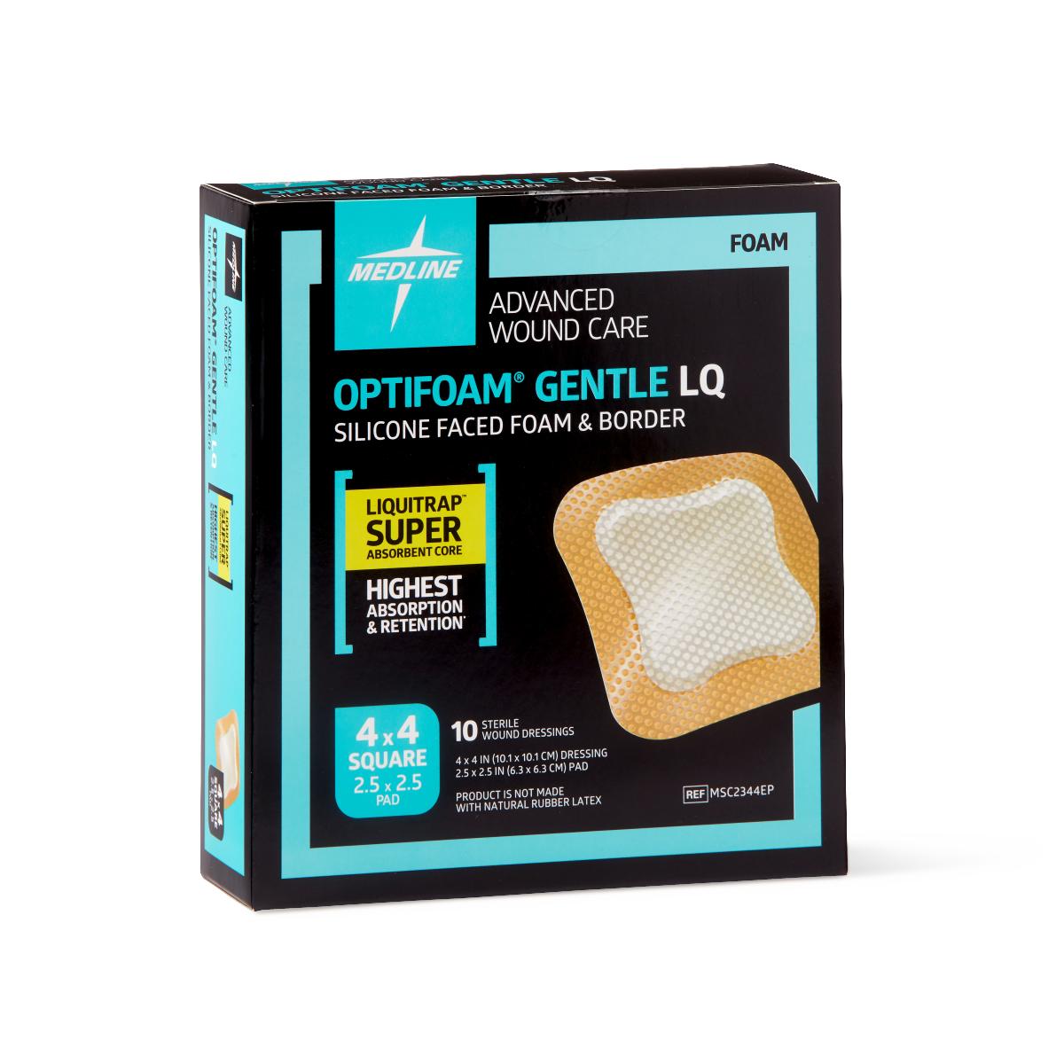 Optifoam Gentle Silicone-Faced Foam Dressing, 4" x 4" (box of 10)