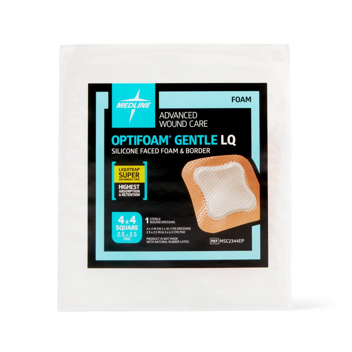 Optifoam Gentle Silicone-Faced Foam Dressing, 4" x 4" (box of 10)
