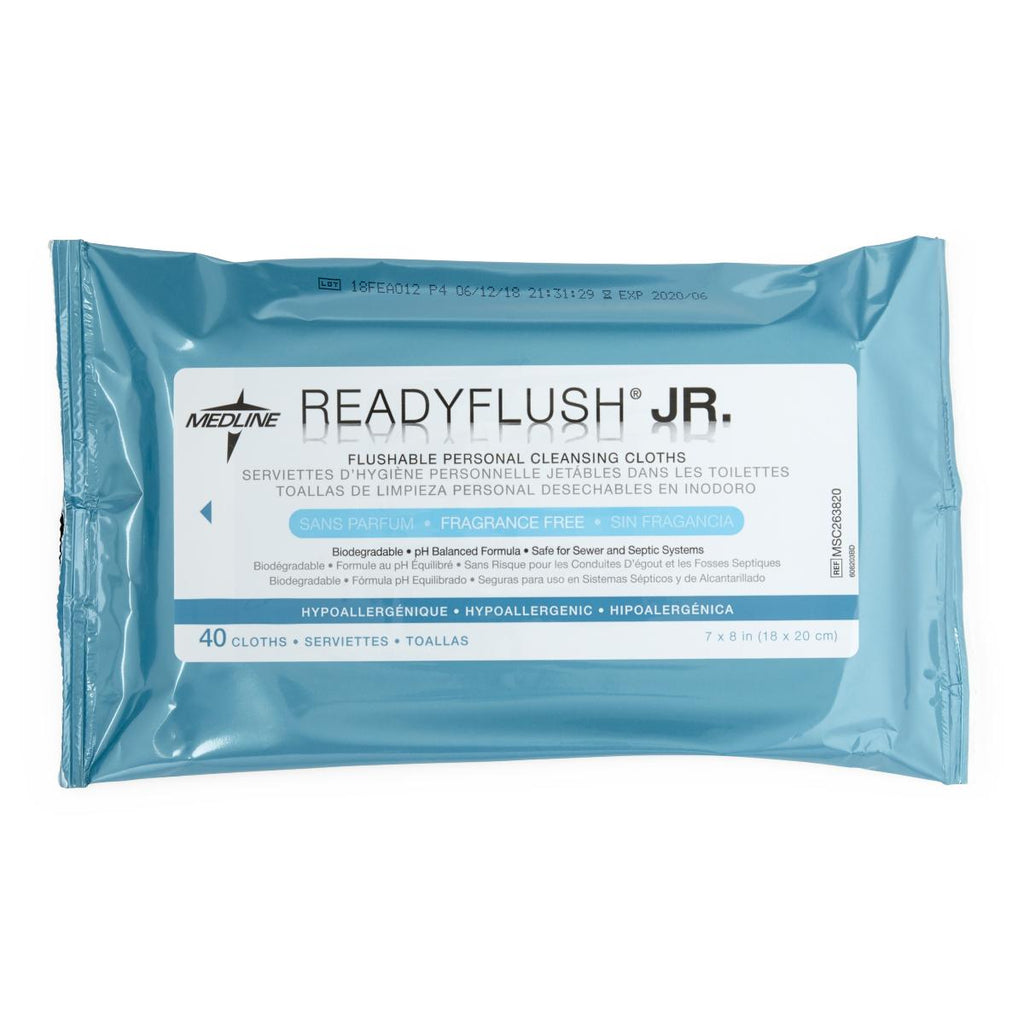 ReadyFlush Jr. Flushable Personal Cleansing Wipes, Fragrance Free, Soft Pack  (case of 960)