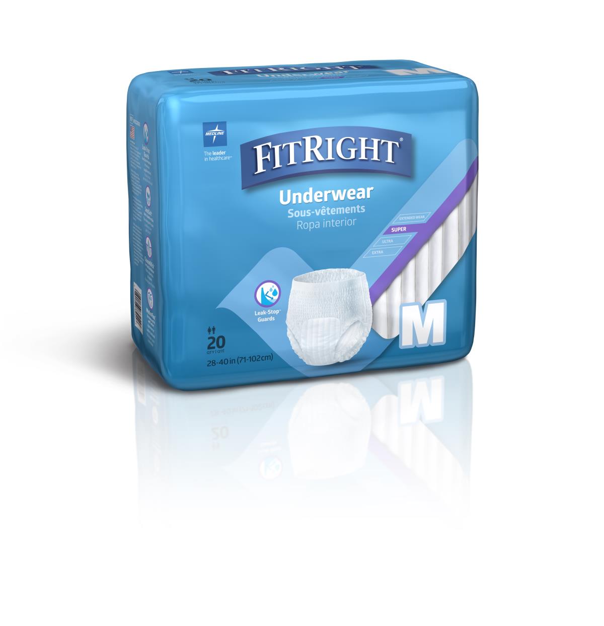 Protection Plus Super Protective Adult Underwear, Medium (case of 80)