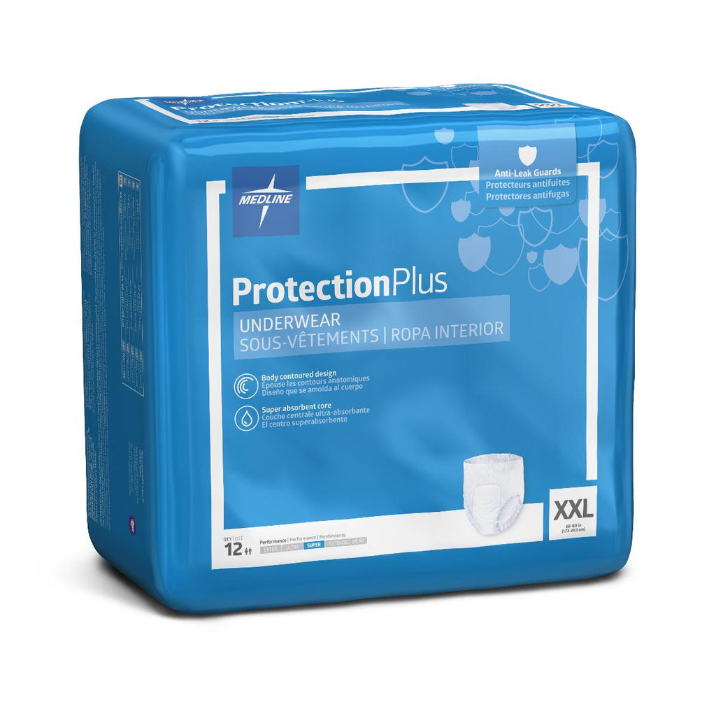 Protection Plus Super Protective Adult Underwear, XX-Large, 68"-80" (case of 48)