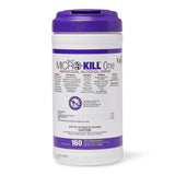 Medline Micro-Kill One Germicidal Alcohol Wipes, Reclosable Canister, 65-Count, 7" x 15" (1 can)