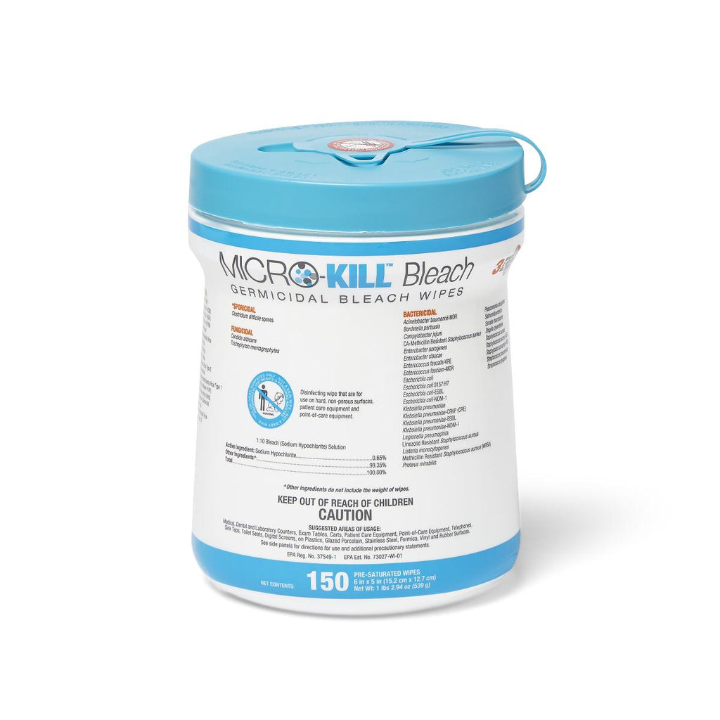 Micro-Kill Bleach Germicidal Bleach Wipes, 6" x 5", 150 count (1EA)