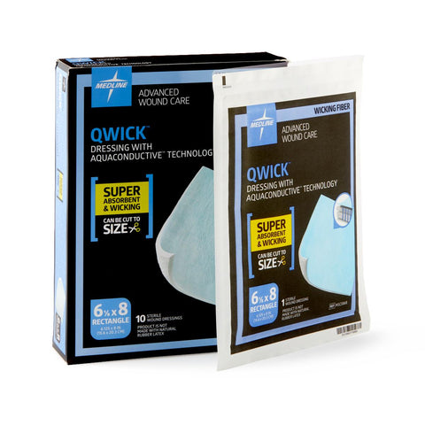 Qwick Nonadhesive Dressing with Aquaconductive Technology, 6.125" x 8" (case of 50)