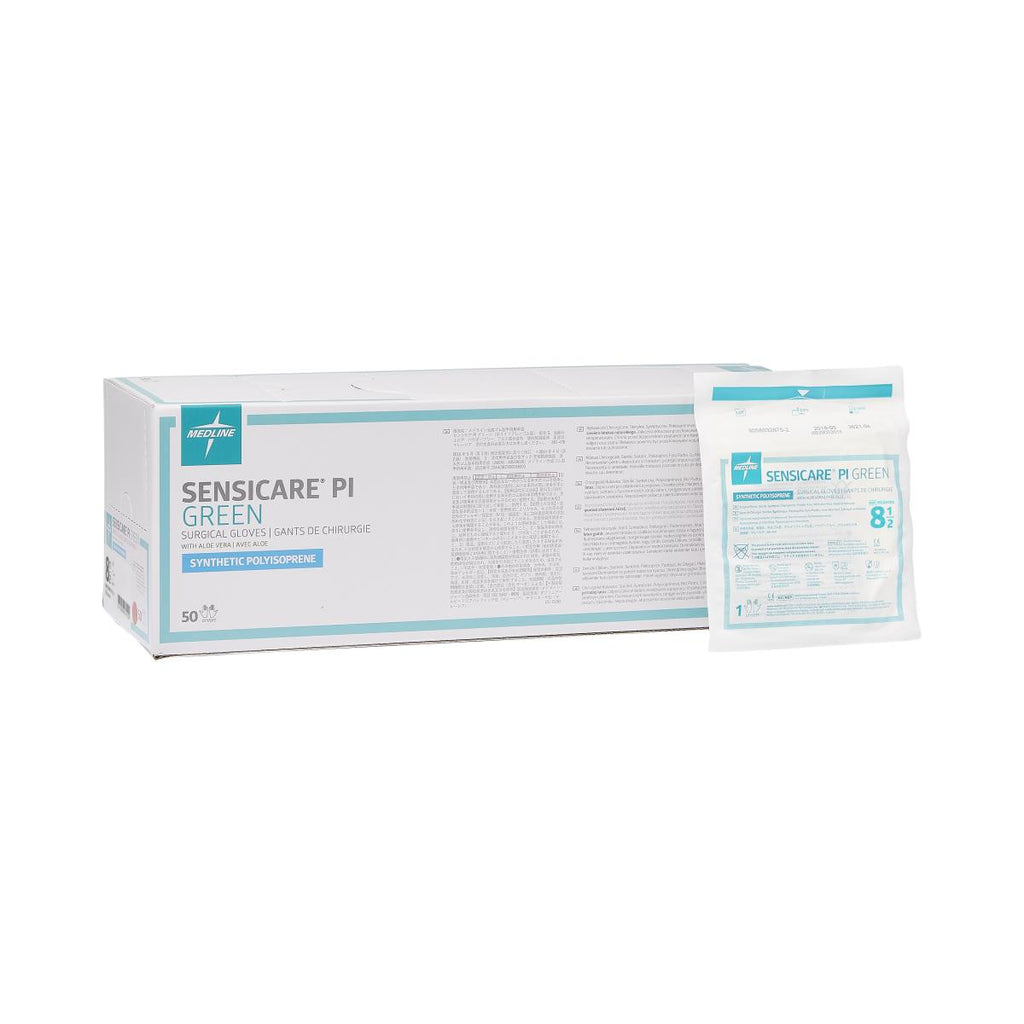 SensiCare PI Green Powder-Free Surgical Gloves, Size 8.5 (case of 200)
