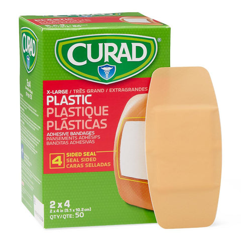 CURAD Plastic Adhesive Bandage, 2" x 4" (box of 50)