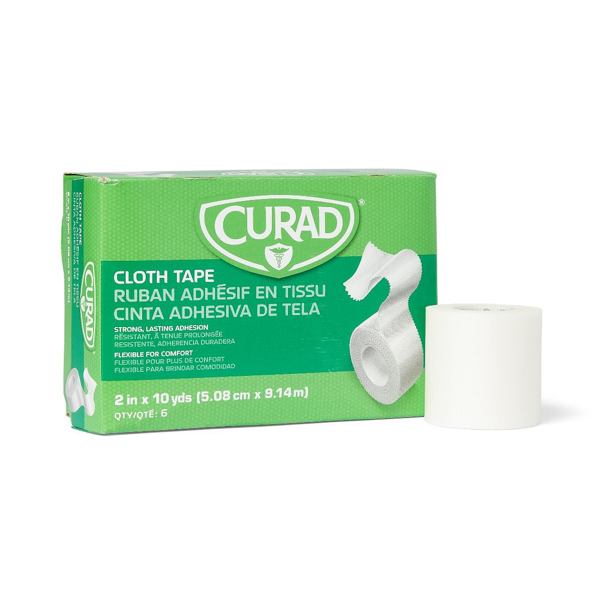 CURAD Cloth/Silk Medical Adhesive Tape, 2" x 10 yd. (box of 6)