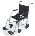 Basic Steel Transport Chair with Permanent Full-Length Arms and Swing-Away Footrests, 19", Black