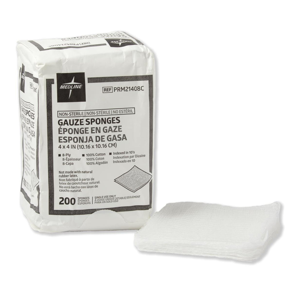 Nonsterile Gauze Sponge, 8-Ply, 4"x4" (bag of 200)