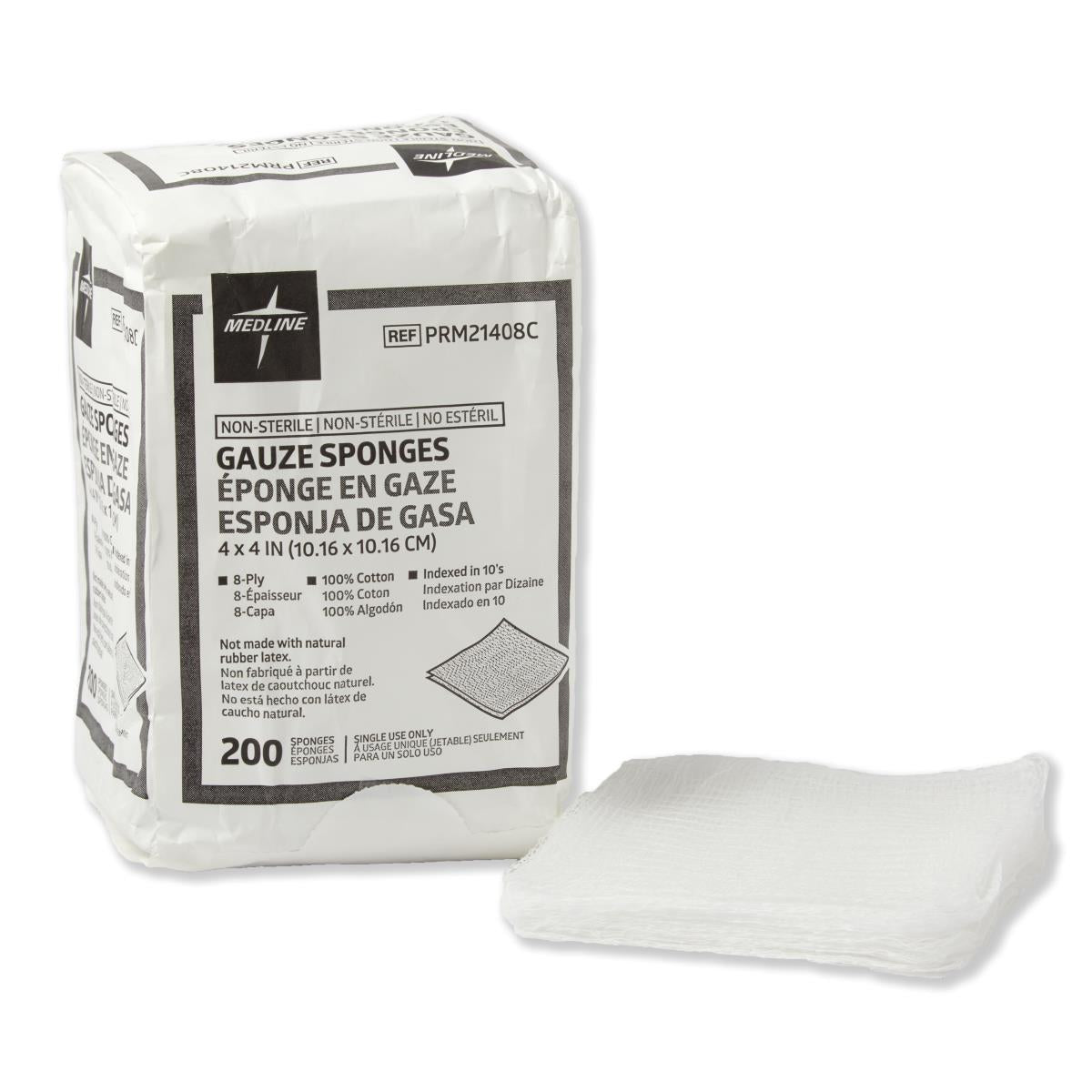 Nonsterile Gauze Sponge, 8-Ply, 4"x4" (case of 4000)