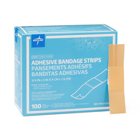 Plastic Adhesive Bandage, 3/4"x 3" (box of 100)
