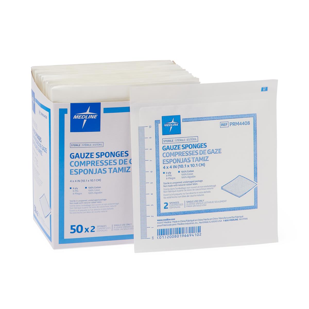 Woven Sterile 8-Ply Gauze Sponges, 4" x 4" (case of 1200)