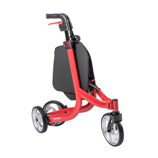 Drive Medical Nitro 3-Wheel Rollator, Red