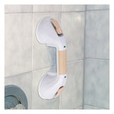 Suction Cup Grab Bar, 12" (White and Beige)