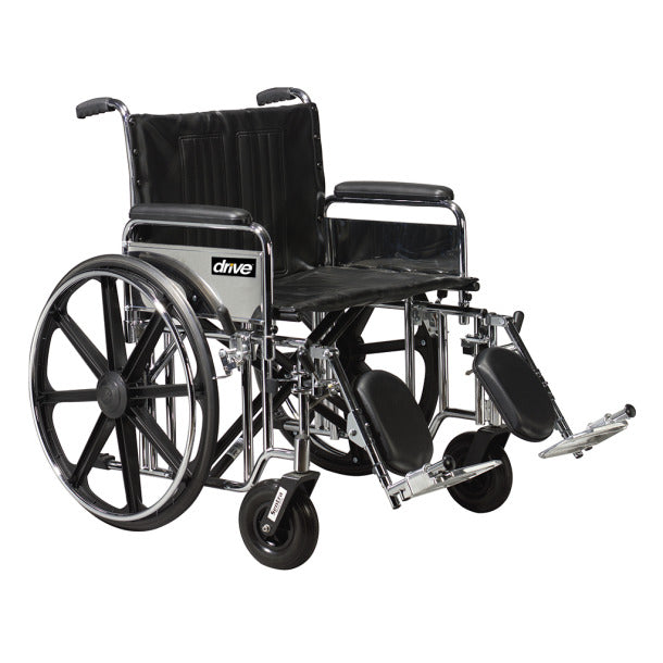 Sentra Extra Heavy Duty Wheelchair, Detachable Desk Arms, Swing away Footrests, 20" Seat