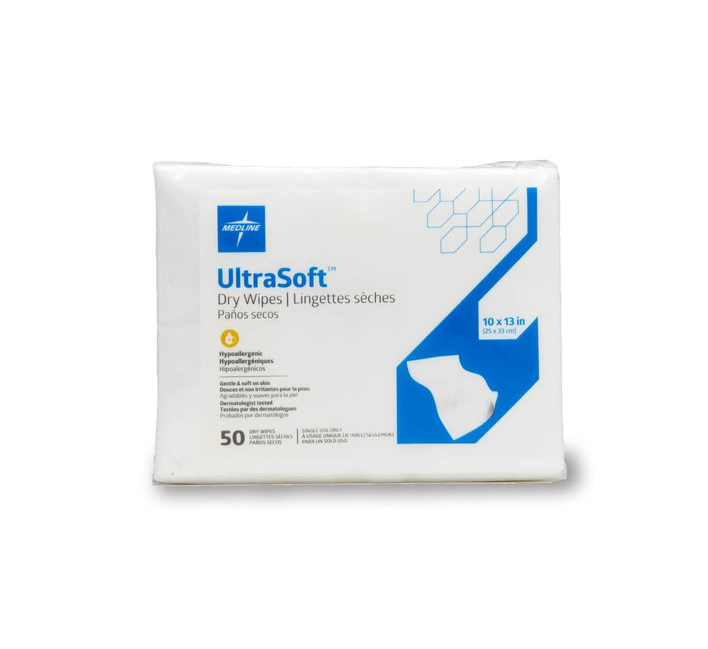 Ultrasoft Absorbent Dry Cleansing Wipes, 10"x12" (case of 500)