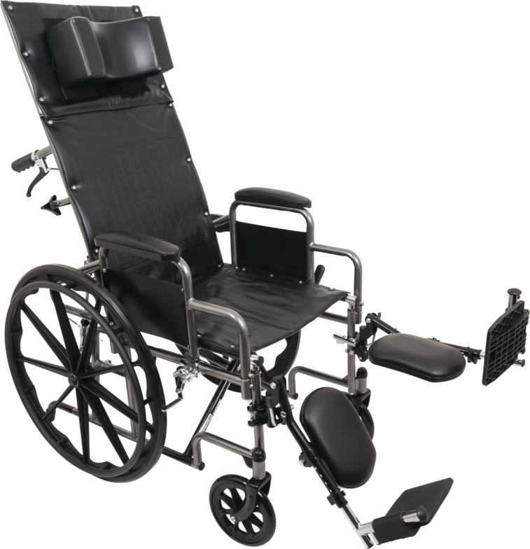 ProBasics Reclining Wheelchair, 22" x 17", Removable Desk Arms & Elevating Legrests