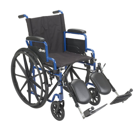 Blue Streak Wheelchair with Flip Back Desk Arms, Elevating Leg Rests, 20" Seat