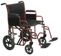 Bariatric Heavy Duty Transport Wheelchair with Swing Away Footrest, 22" Seat, Red