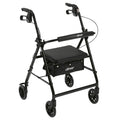 Walker Rollator with 6" Wheels, Fold Up Removable Back Support and Padded Seat, Black