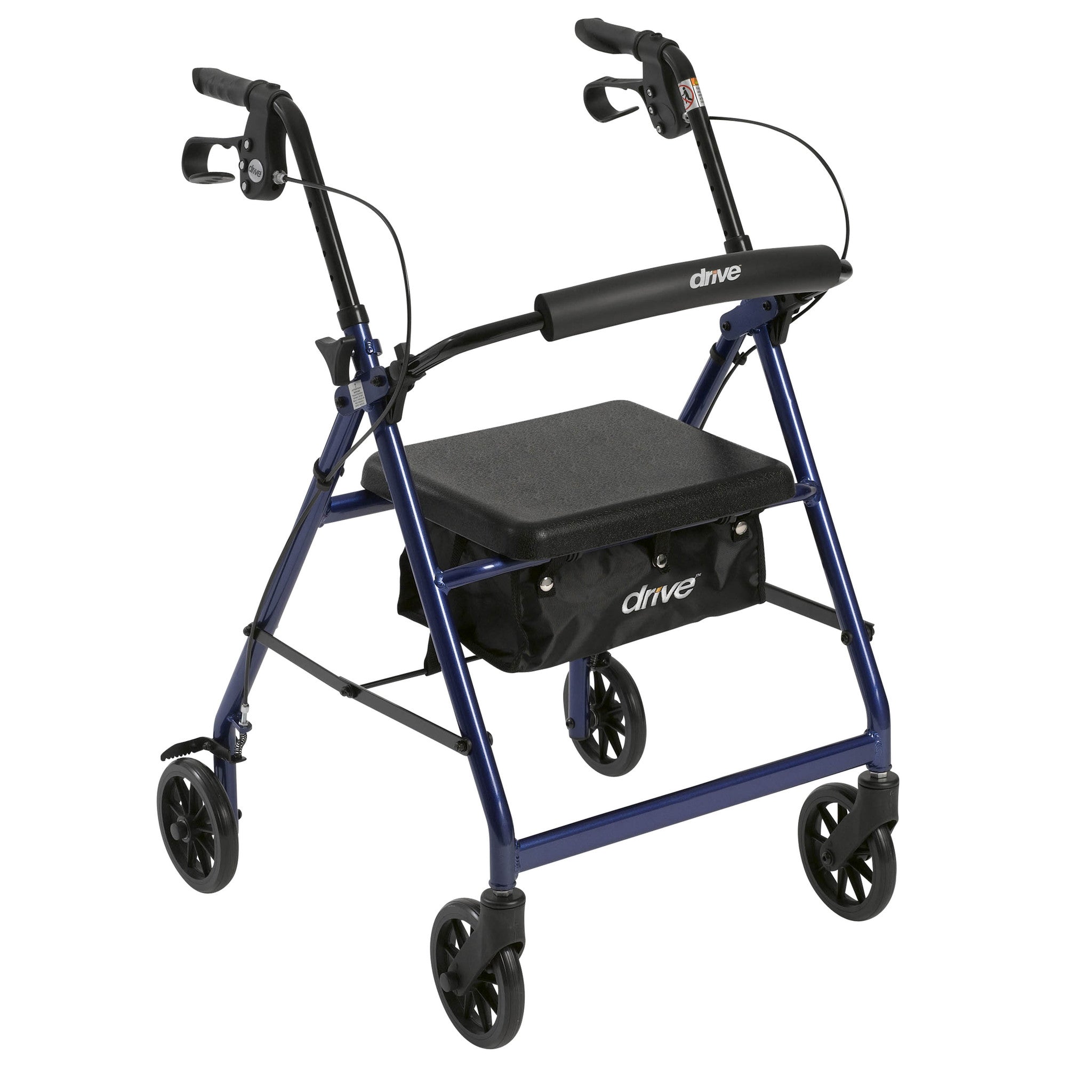 Walker Rollator with 6" Wheels, Fold Up Removable Back Support and Padded Seat, Blue