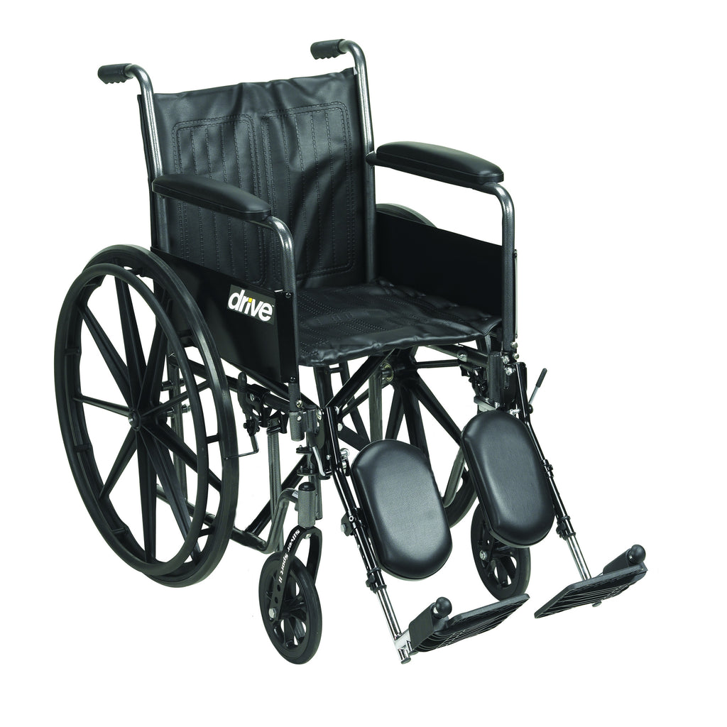Silver Sport 2 Wheelchair, Detachable Full Arms, Elevating Leg Rests, 18" Seat