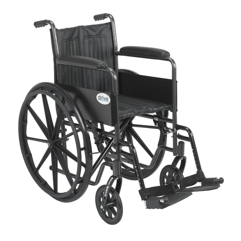 Silver Sport 2 Wheelchair, Non Removable Fixed Arms, Swing away Footrests, 18" Seat